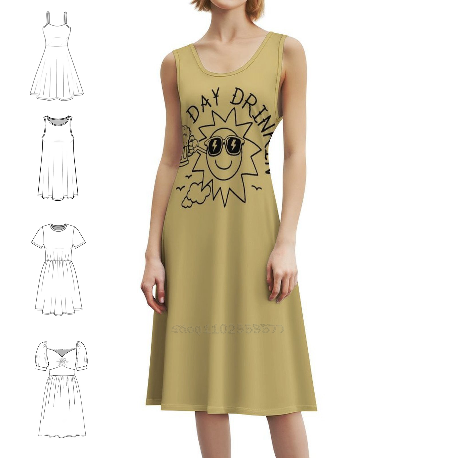 Smocked Dress Women - Funny Beer Vintage Beer Day Drinking