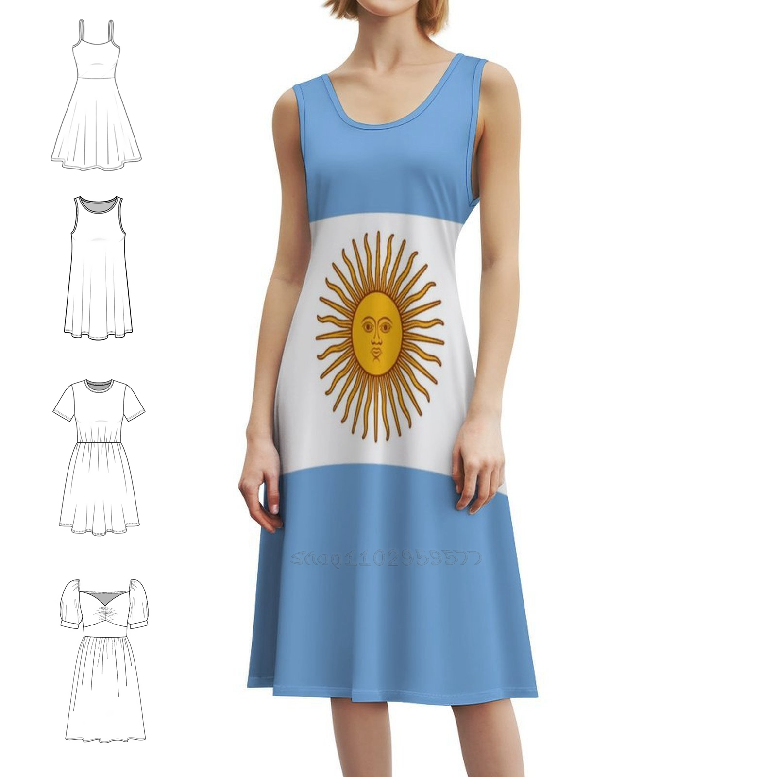 Smocked Dress Women - Argentina-Argentinian T-Shirt Duvet Sticker Floral Smock