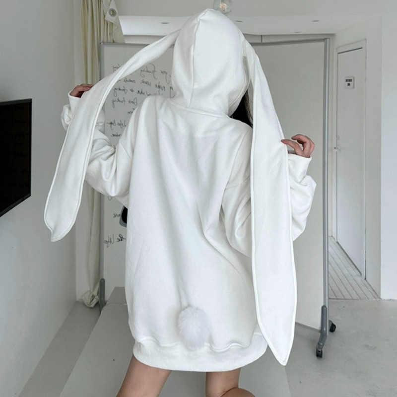Women'S Fashion Zip Hoodie - 2025 Autumn Kawaii Bunny Big Extra