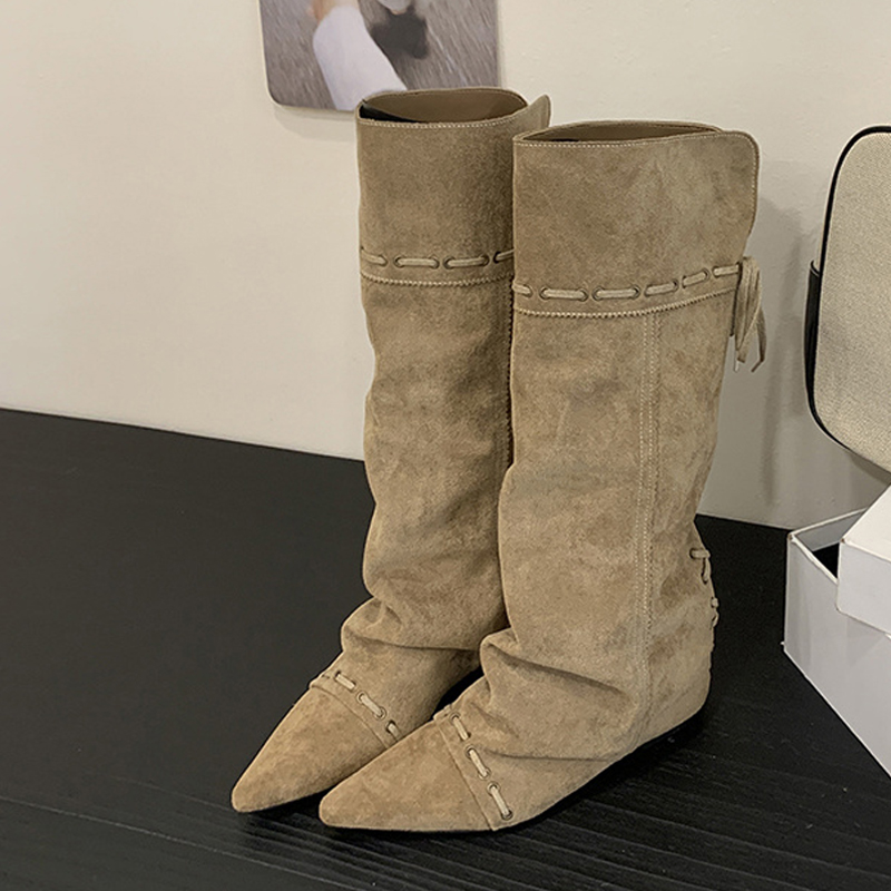Women'S Fashion Knee High Boots - Liyke Fashion Design Drawstring Lace Up