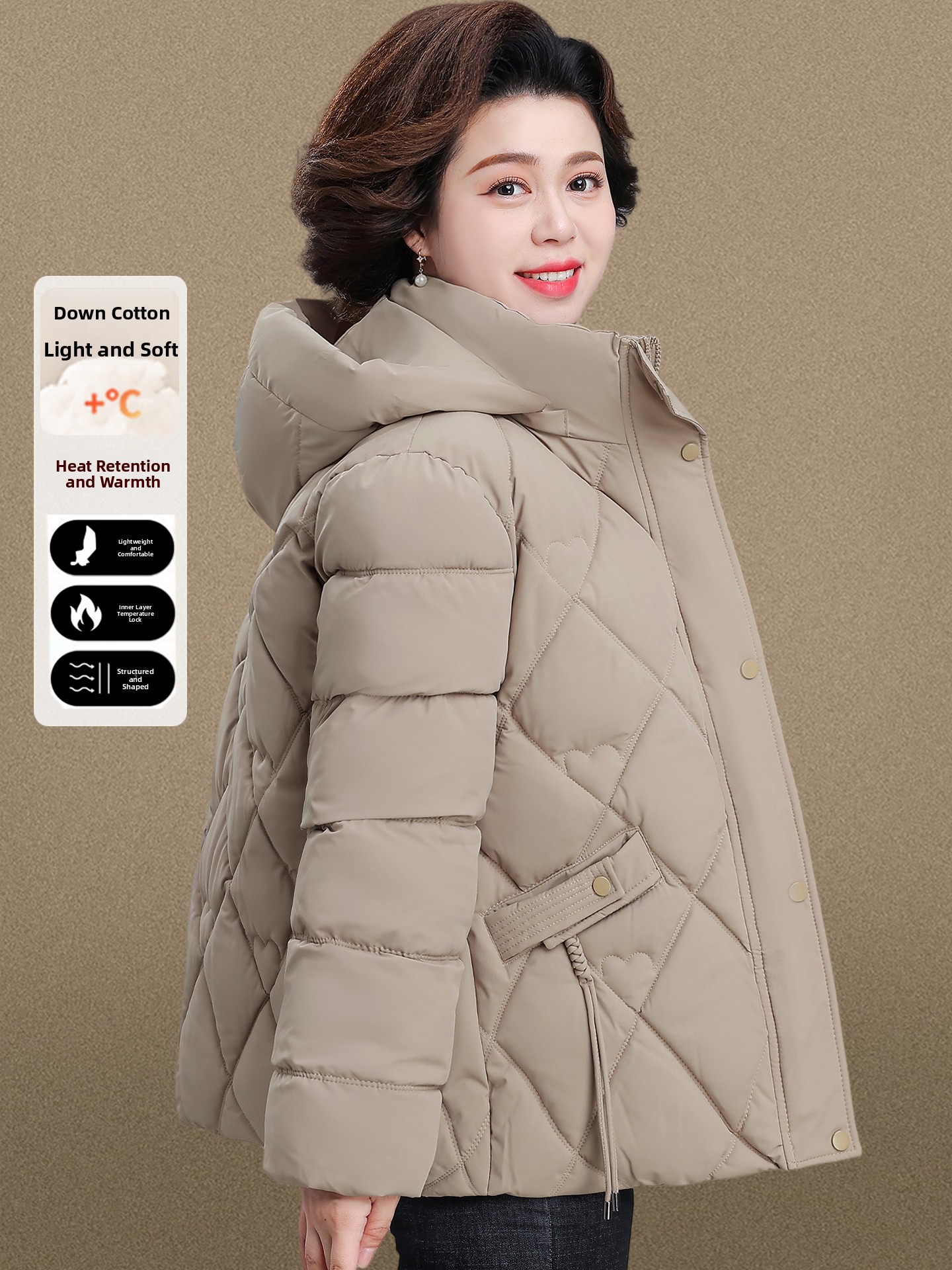 Women Fashion Over 50 - Thickened down Cotton Jacket for Women