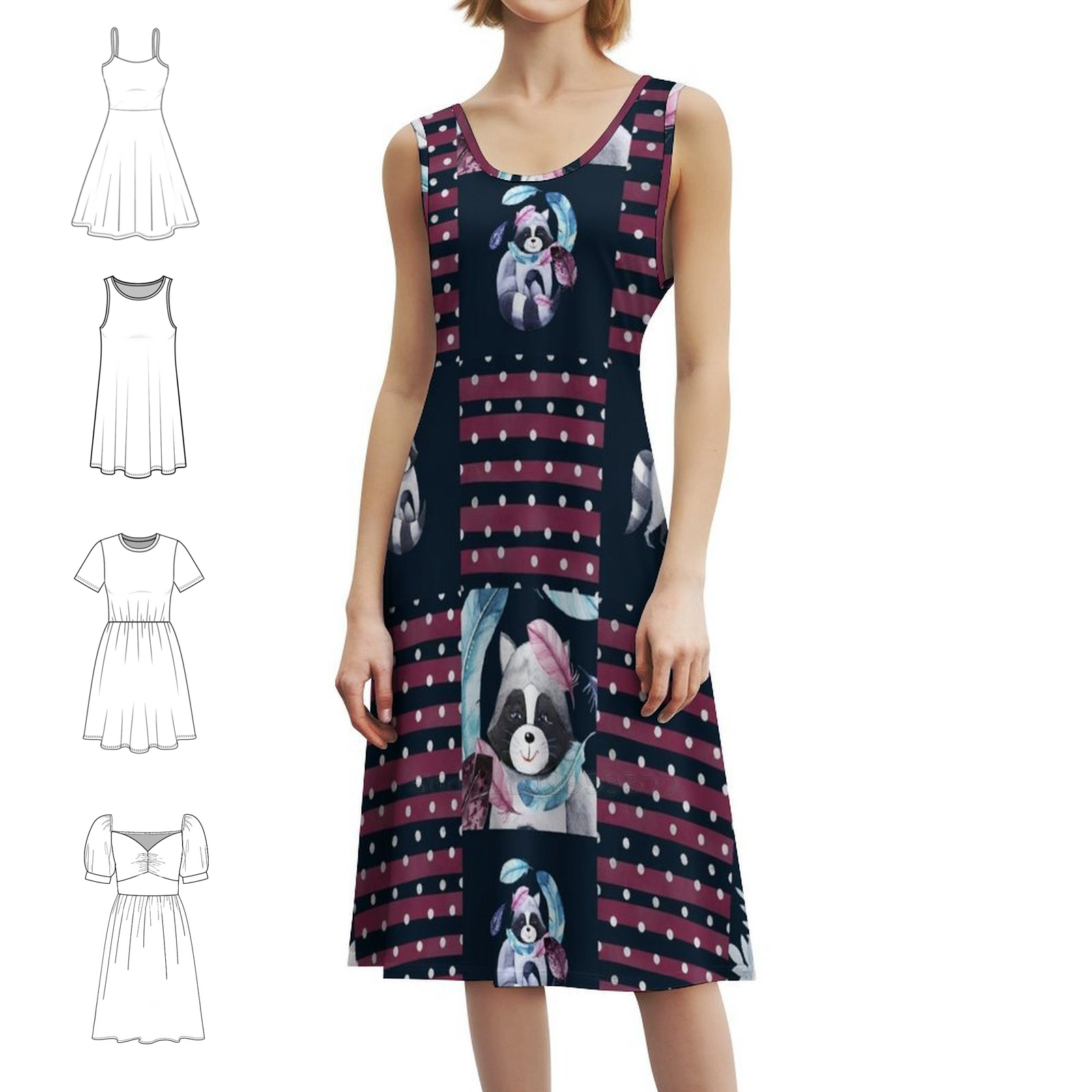 Smocked Dress Women - Raccoons Floral Feather Floral Smock Dress