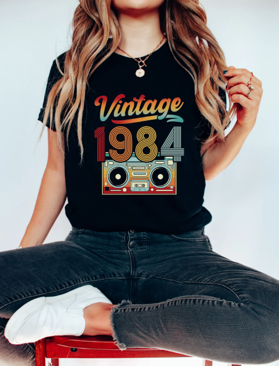 Women'S Fashion From The 80S - Vintage 1984 Cassette Tape Graphic T-Shirt