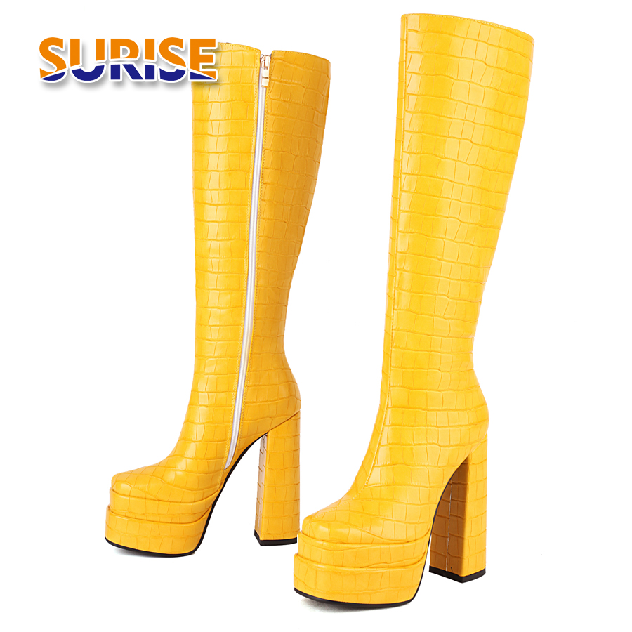 Women'S Fashion Riding Boots - Fashion Women Knee High Boots Yellow