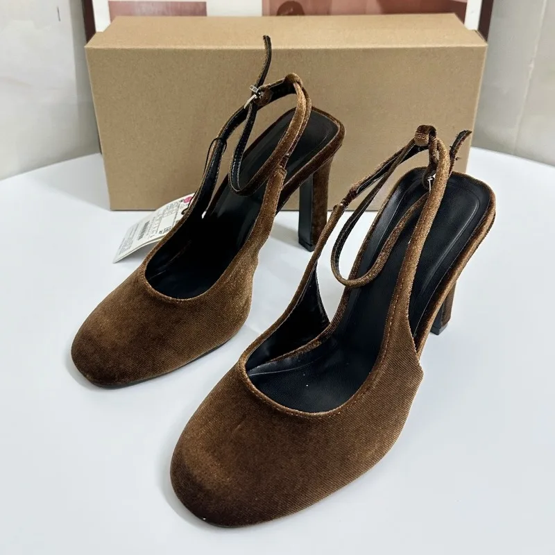 Women'S Fashion Brand Shoes - Retro Brown Suede Summer Women Chunky