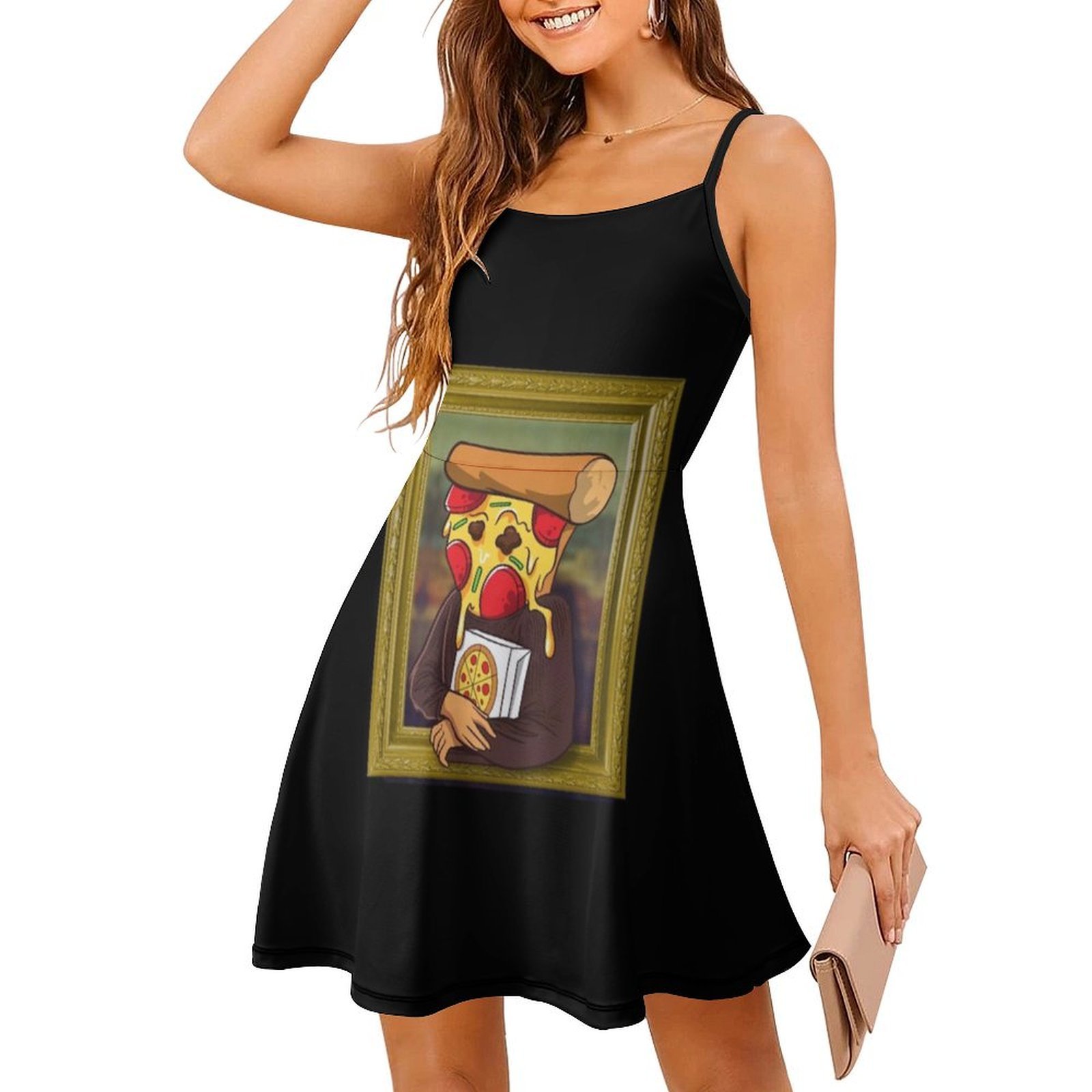 The Pizza Mona Lisa Funny Arti - Smocked Dress Women ulasan dan harga