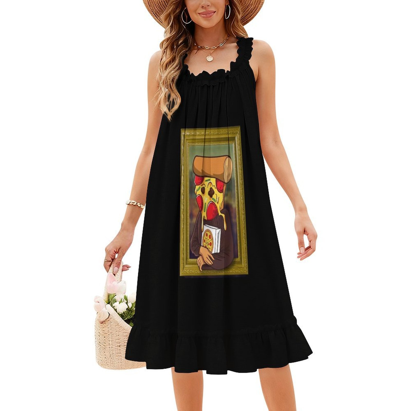 The Pizza Mona Lisa Funny Arti - Smocked Dress Women ulasan dan harga