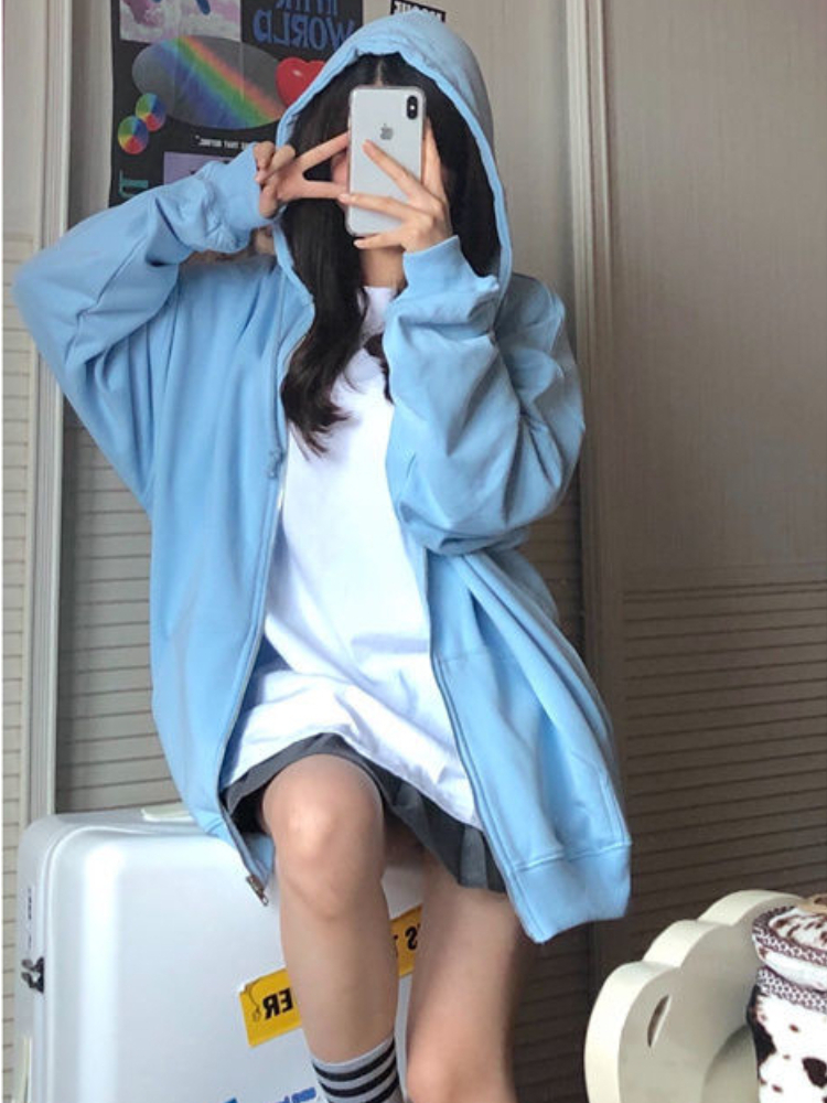 Oversized Hooded Sweatshirts K - Women'S Fashion Zip Hoodie ulasan dan harga