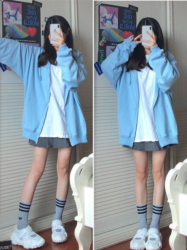 Oversized Hooded Sweatshirts K - Women'S Fashion Zip Hoodie ulasan dan harga