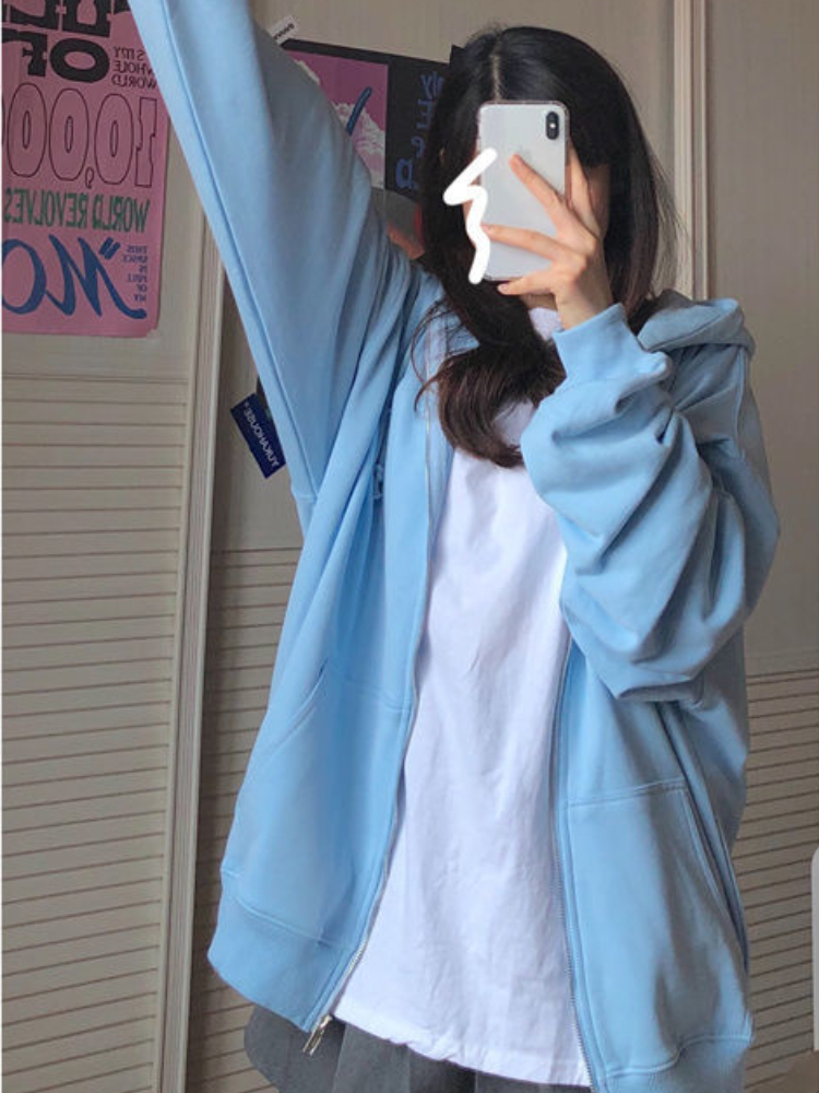 Oversized Hooded Sweatshirts K - Women'S Fashion Zip Hoodie ulasan dan harga