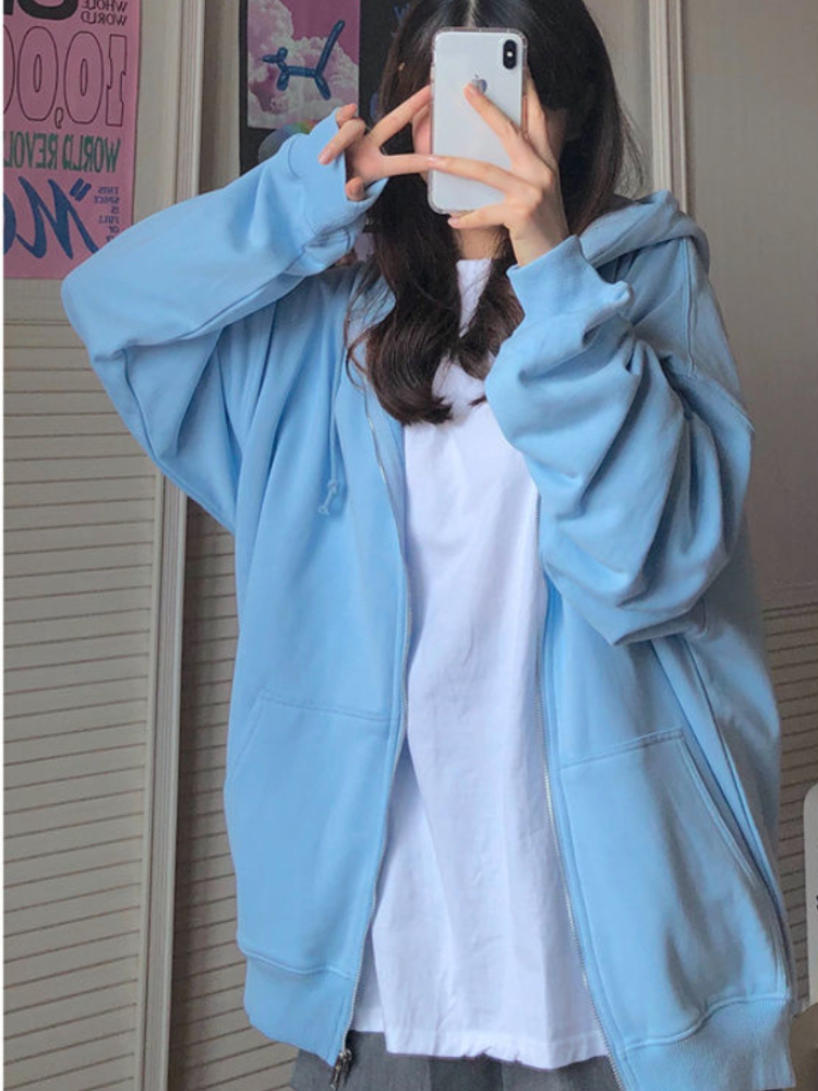 Oversized Hooded Sweatshirts K - Women'S Fashion Zip Hoodie ulasan dan harga