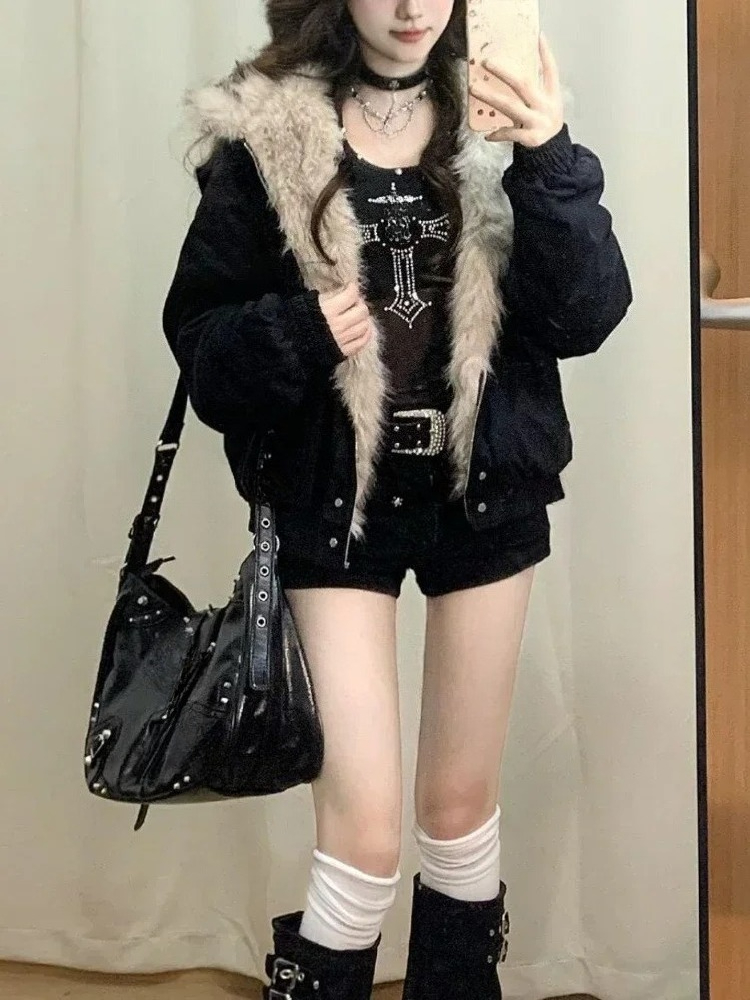 Y2k Gothic Vintage Black Zip U - Women'S Fashion Zip Hoodie ulasan dan harga