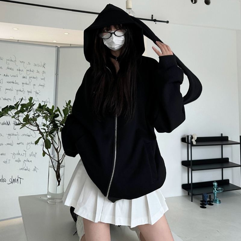 2025 Autumn Kawaii Bunny Big E - Women'S Fashion Zip Hoodie ulasan dan harga