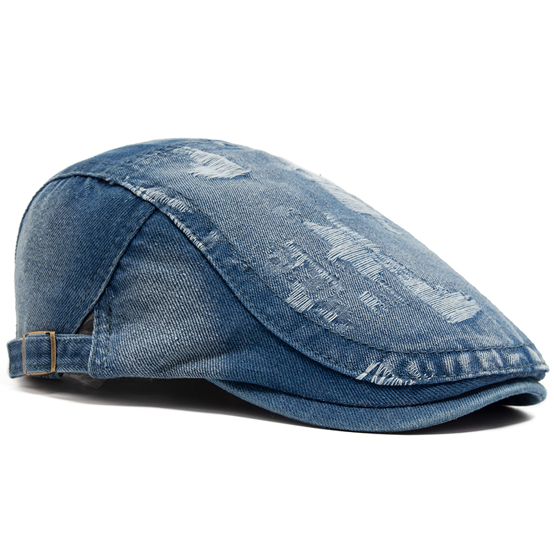 Fashion Men Ripped Denim Beret - Women Fashion Nz ulasan dan harga
