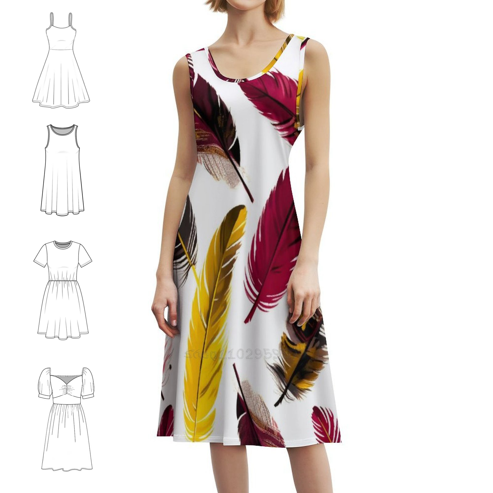 Feathers-Pink Ivory Gold Black - Smocked Dress Women ulasan dan harga