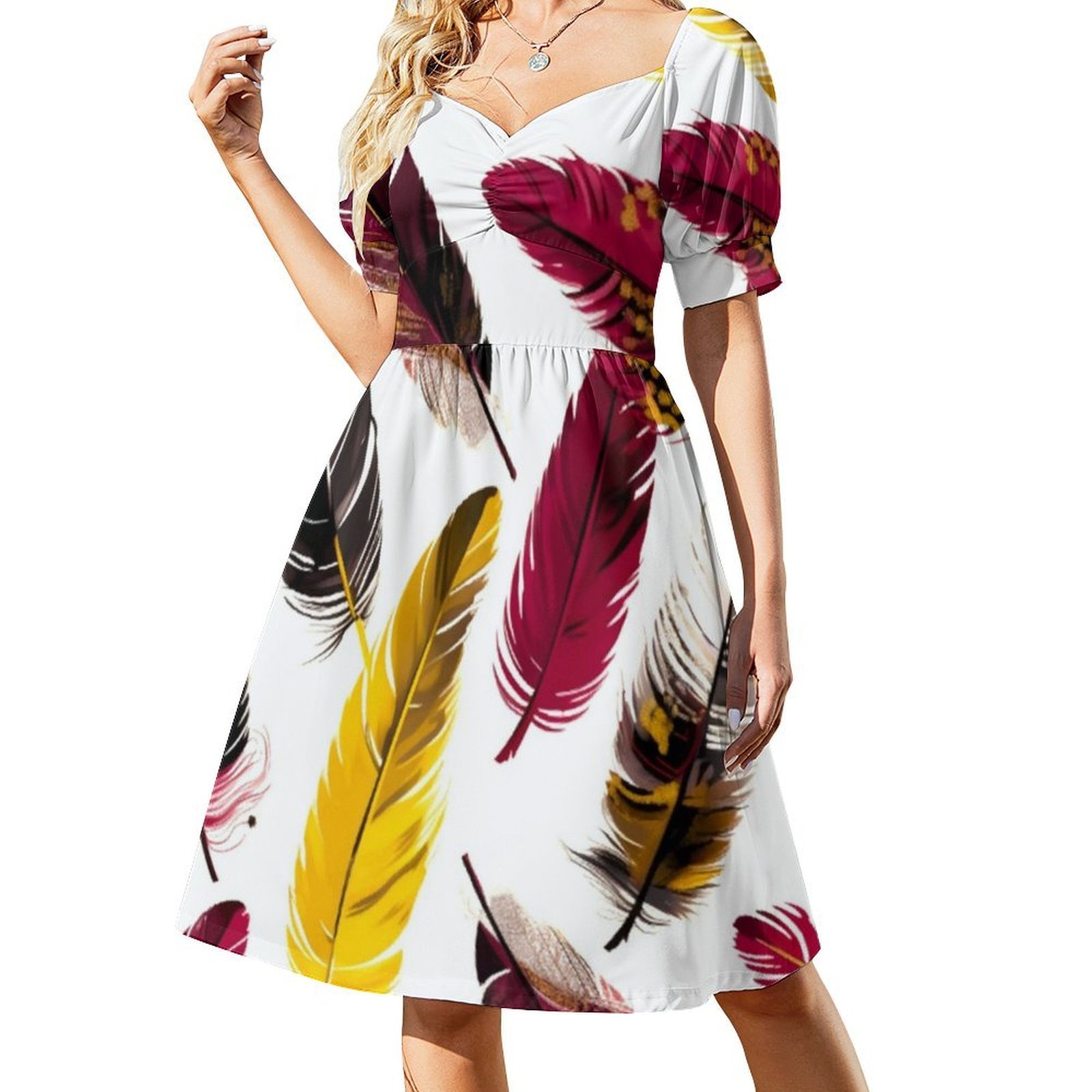 Feathers-Pink Ivory Gold Black - Smocked Dress Women ulasan dan harga