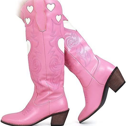 Fashion Love Heart Chunky Heel - Women'S Fashion Knee High Boots ulasan dan harga