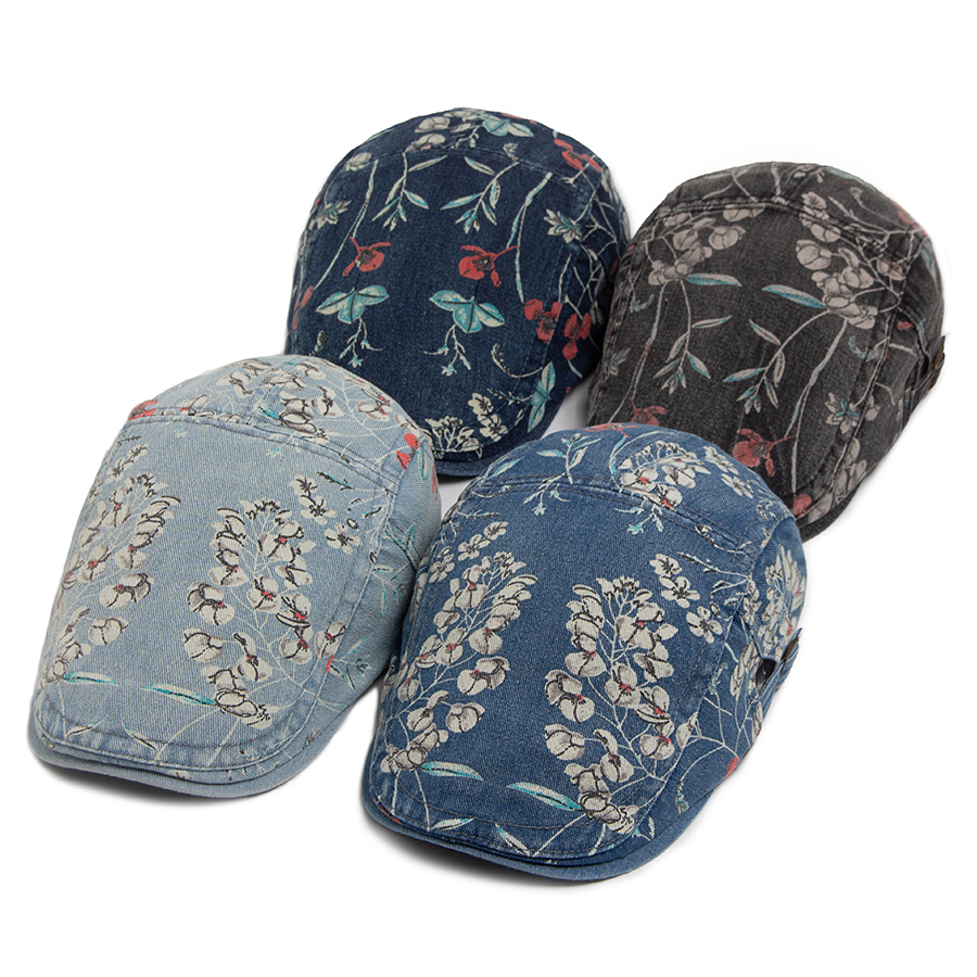 New Vintage Print Denim Beret  - Women Fashion Nz ulasan dan harga