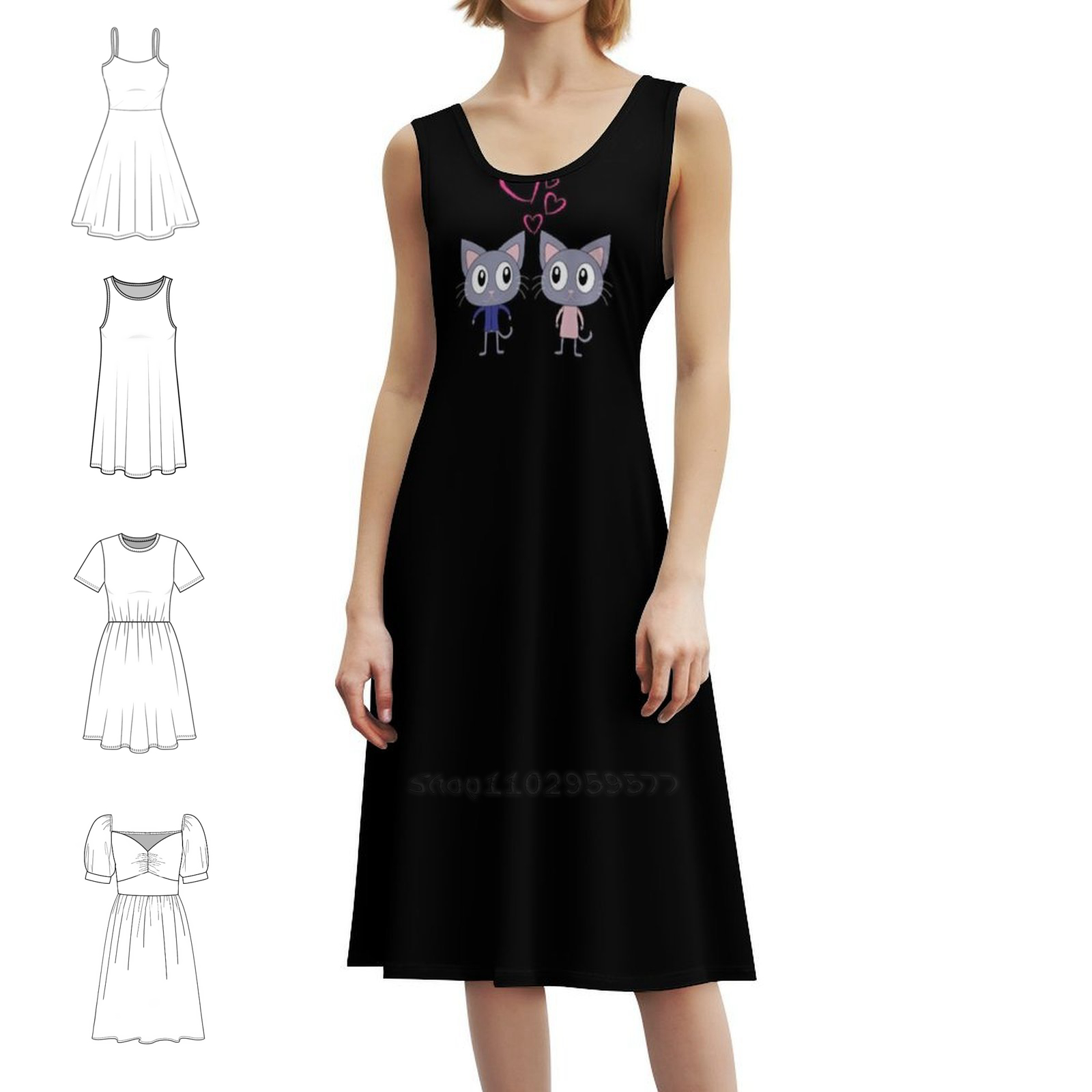 Cute Cats In Love Floral Smock - Smocked Dress Women ulasan dan harga