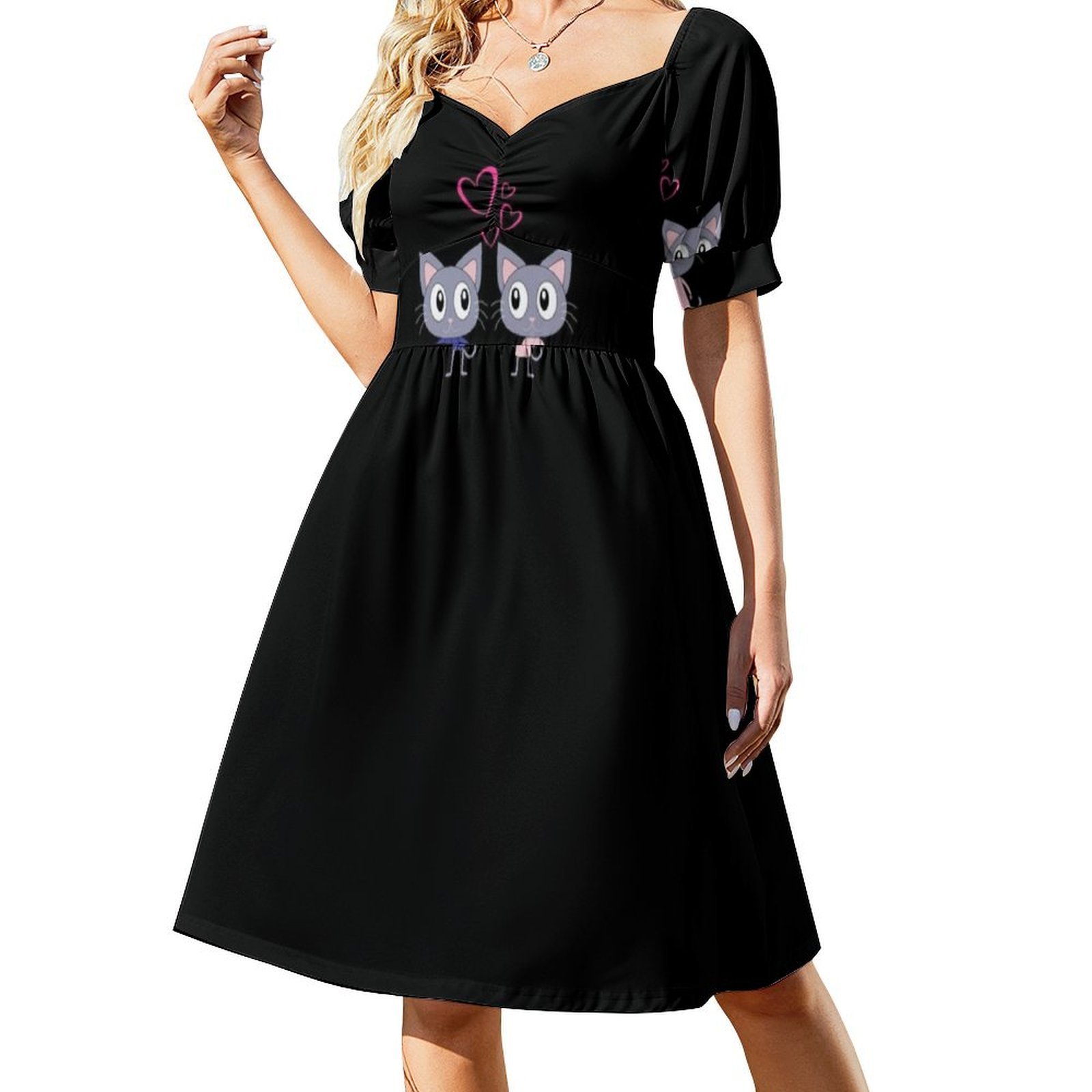 Cute Cats In Love Floral Smock - Smocked Dress Women ulasan dan harga