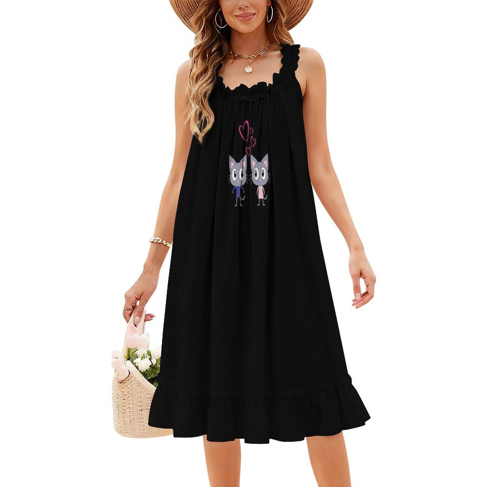 Cute Cats In Love Floral Smock - Smocked Dress Women ulasan dan harga