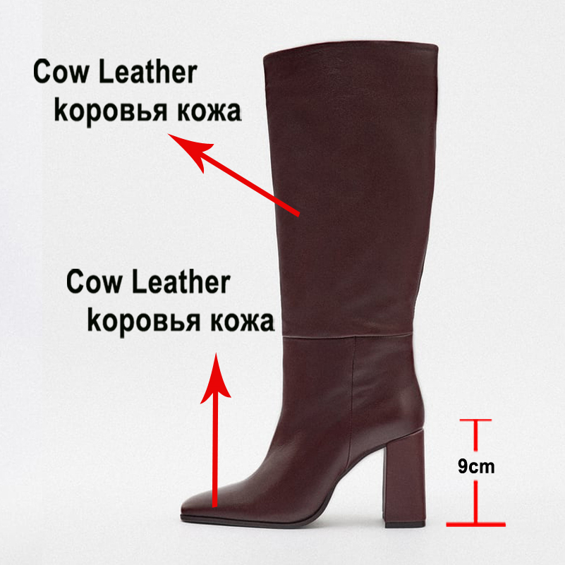 Meotina  Women Genuine Leather - Women'S Fashion Knee High Boots ulasan dan harga