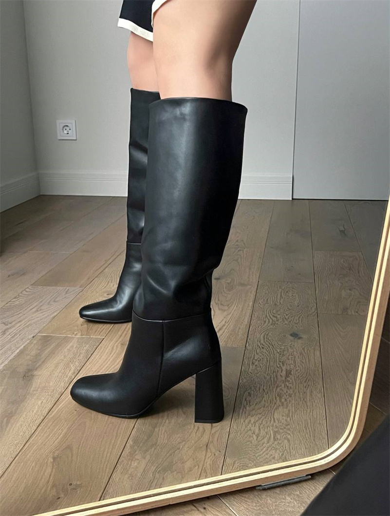 Meotina  Women Genuine Leather - Women'S Fashion Knee High Boots ulasan dan harga