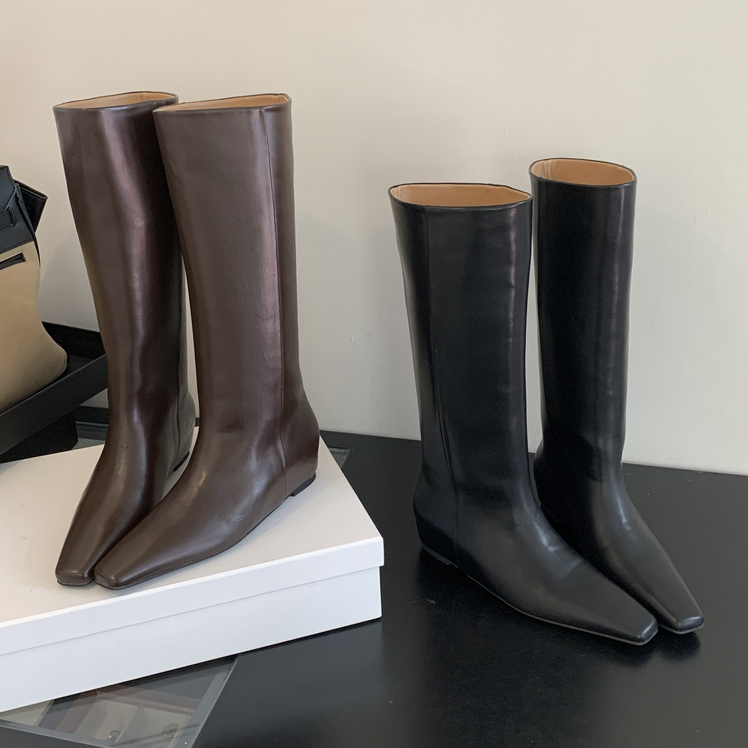 Eilyken Soft Leather Pointed T - Women'S Fashion Knee High Boots ulasan dan harga