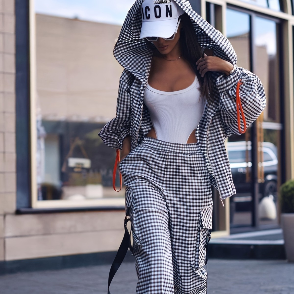 Spring Autumn Casual Plaid Pri - Women'S Fashion Zip Hoodie ulasan dan harga