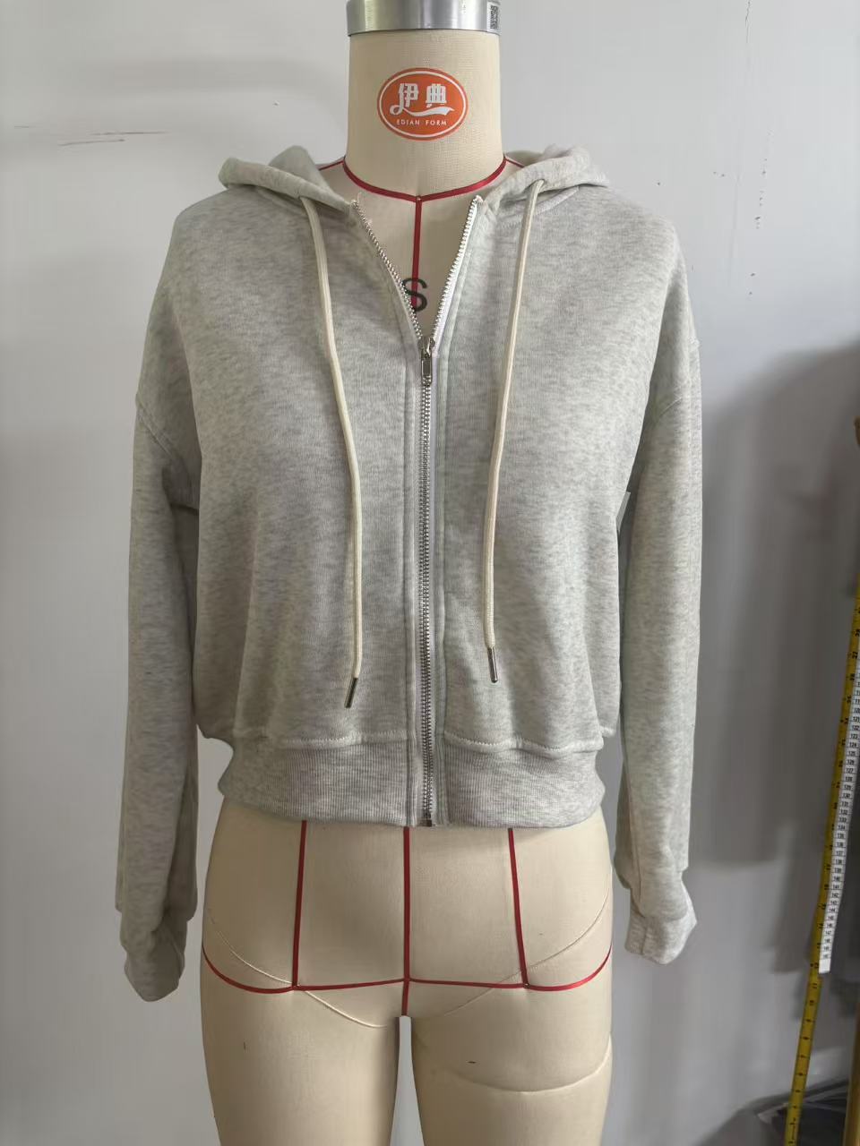 Women's Gray Cropped Zip Up Ho - Women'S Fashion Zip Hoodie ulasan dan harga