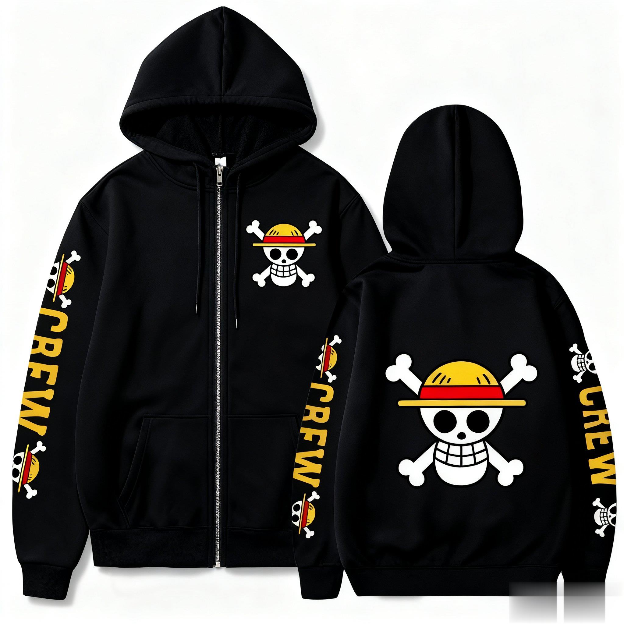One Piece Anime Luffy Straw Ha - Women'S Fashion Zip Hoodie ulasan dan harga
