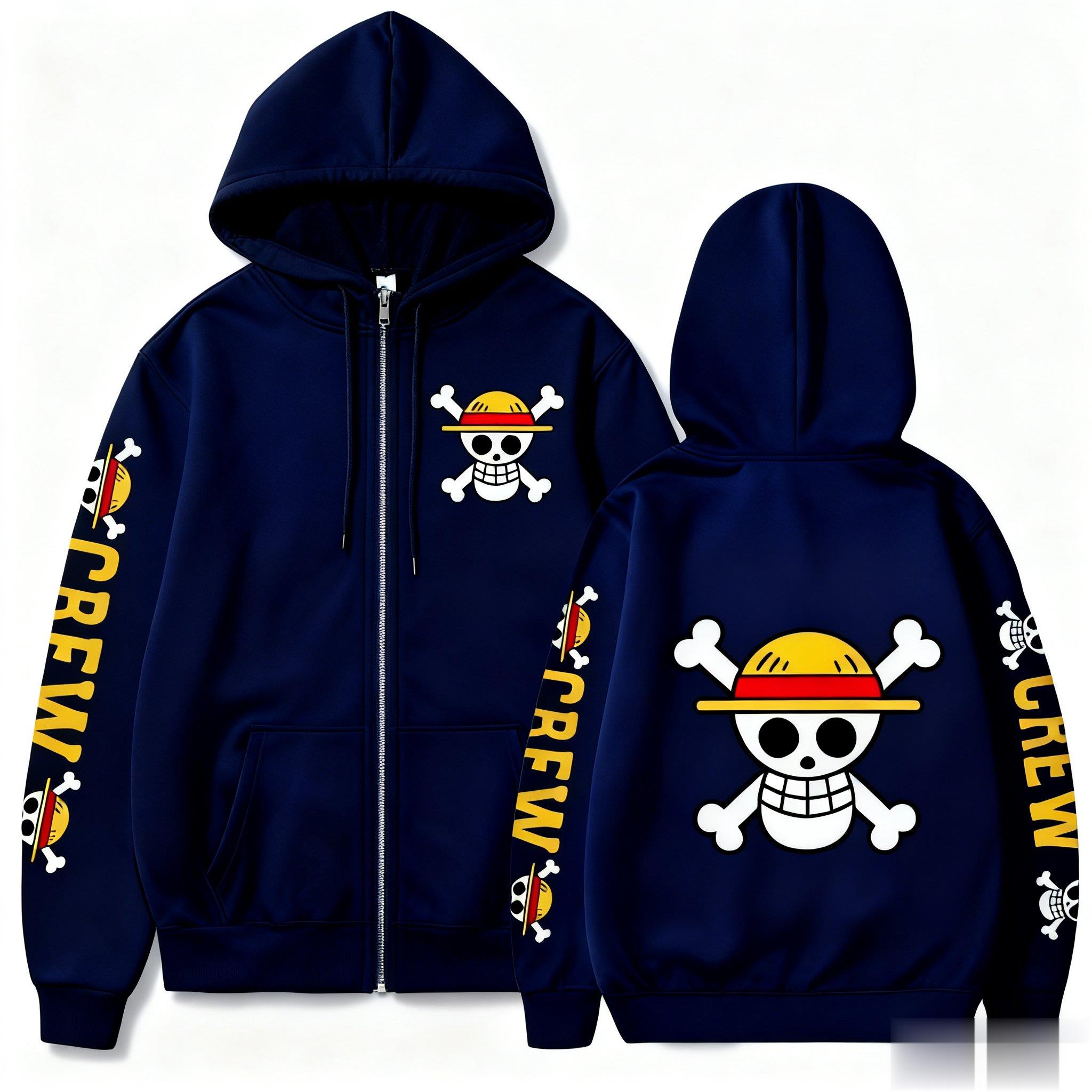 One Piece Anime Luffy Straw Ha - Women'S Fashion Zip Hoodie ulasan dan harga