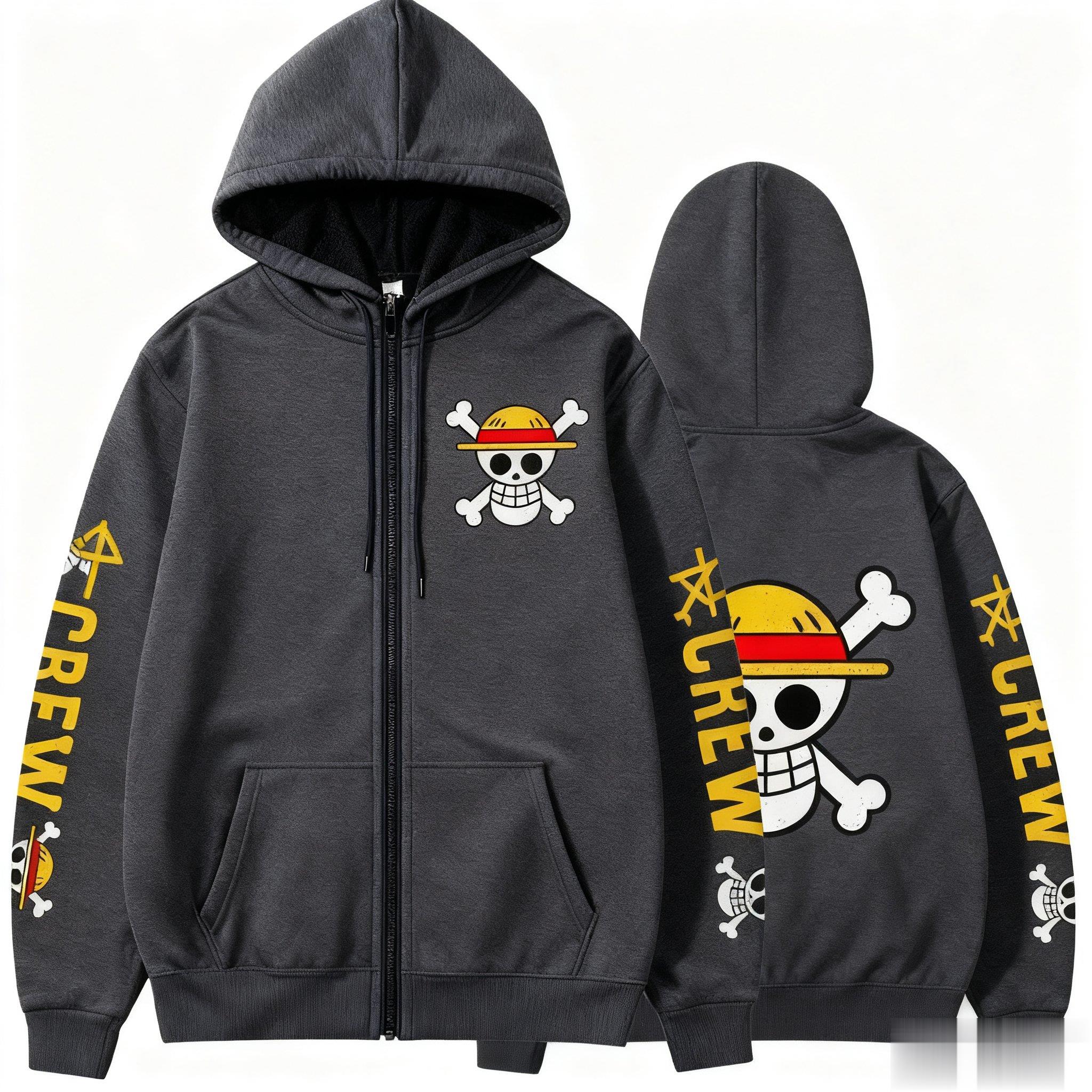 One Piece Anime Luffy Straw Ha - Women'S Fashion Zip Hoodie ulasan dan harga