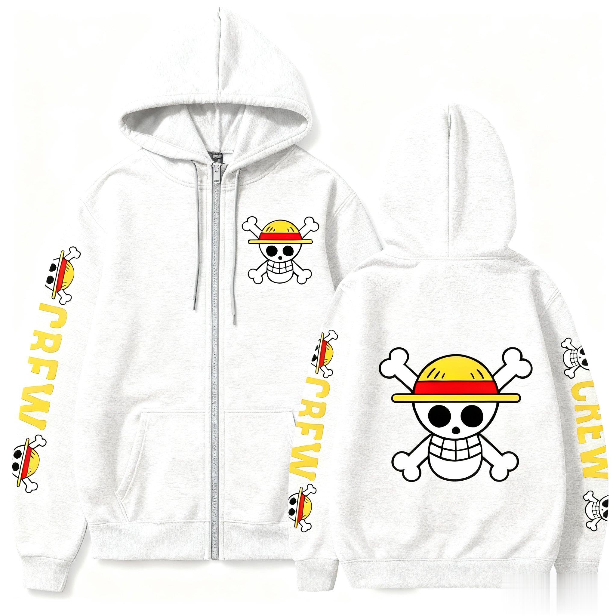 One Piece Anime Luffy Straw Ha - Women'S Fashion Zip Hoodie ulasan dan harga