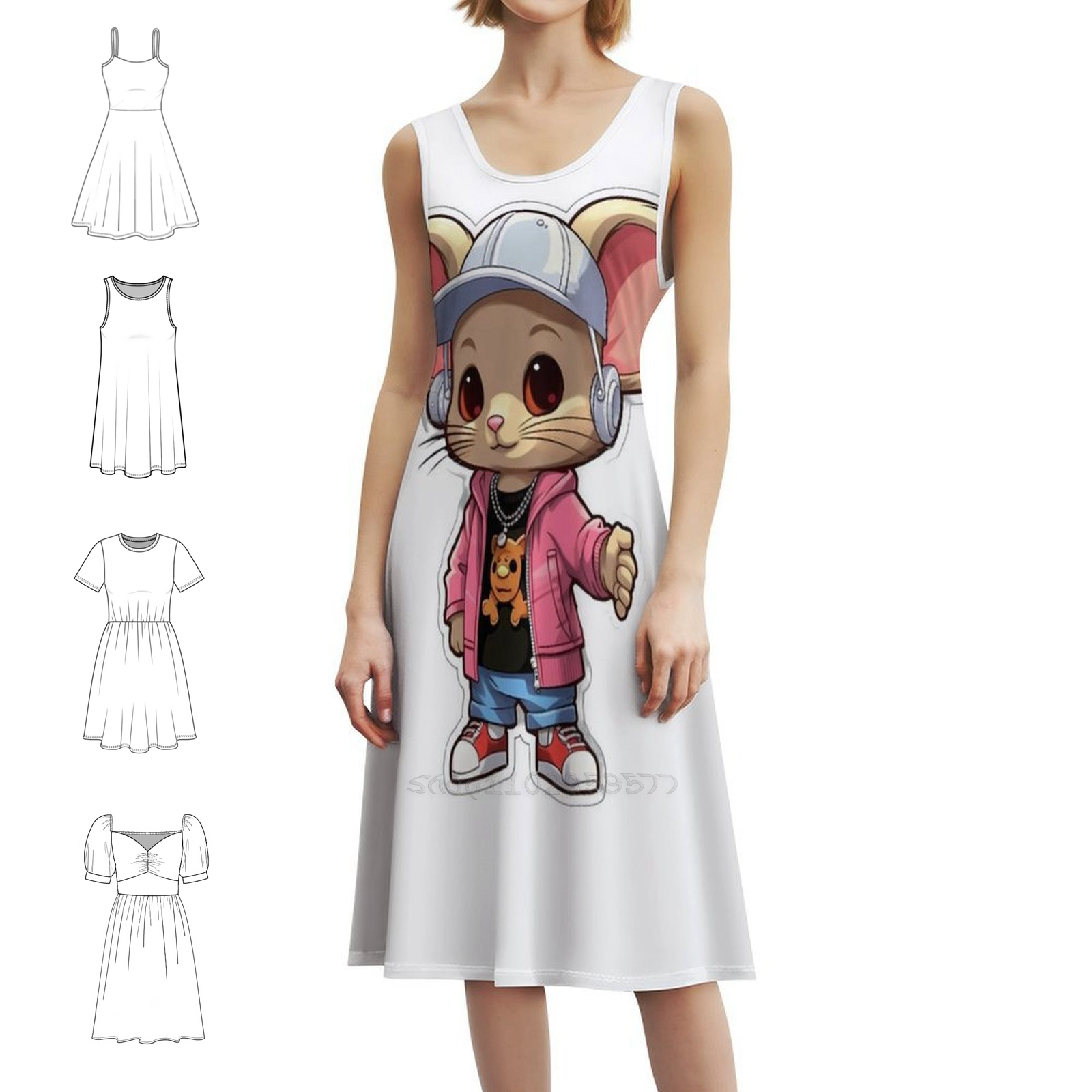 Kpop Hip Hop Mouse 3 Floral Sm - Smocked Dress Women ulasan dan harga