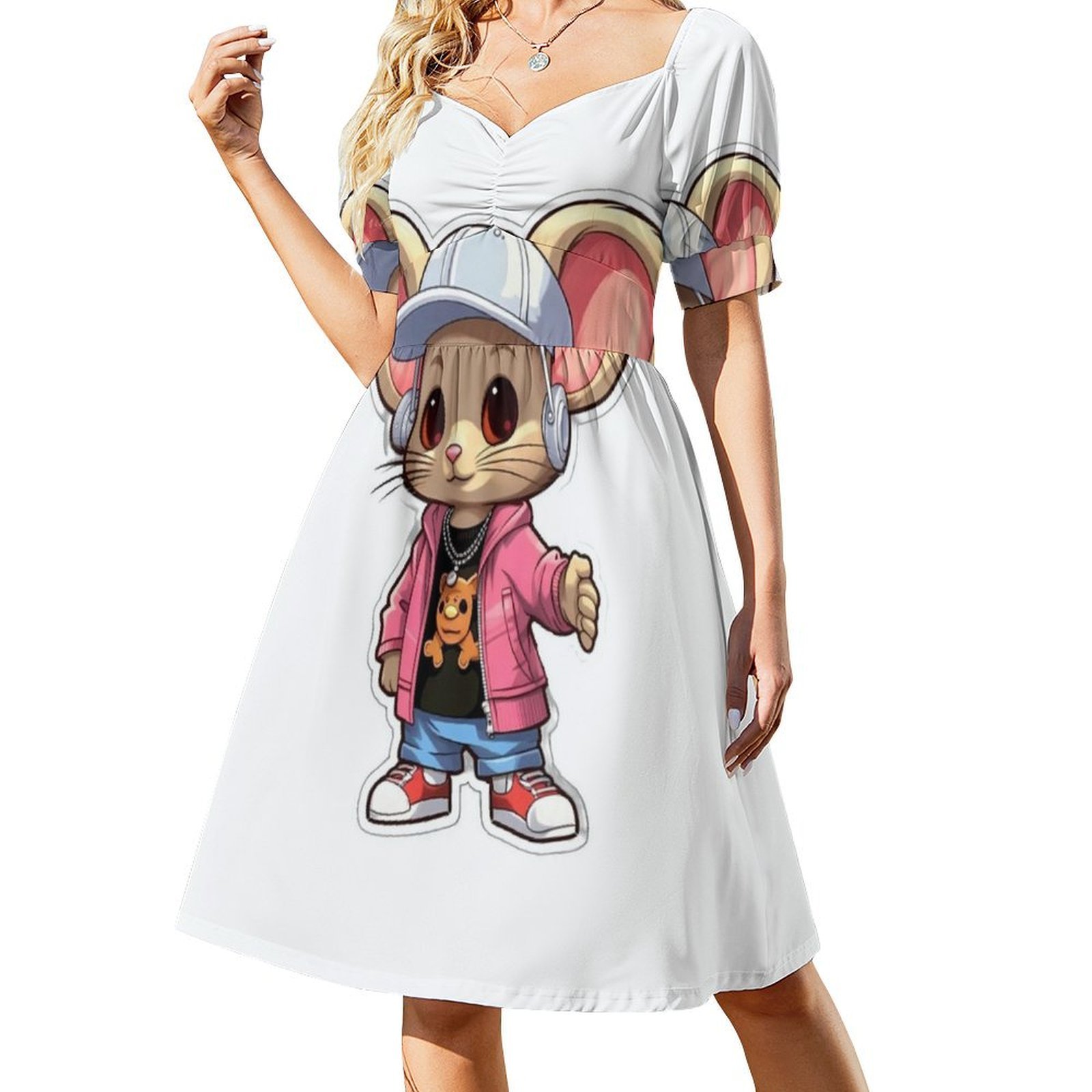 Kpop Hip Hop Mouse 3 Floral Sm - Smocked Dress Women ulasan dan harga