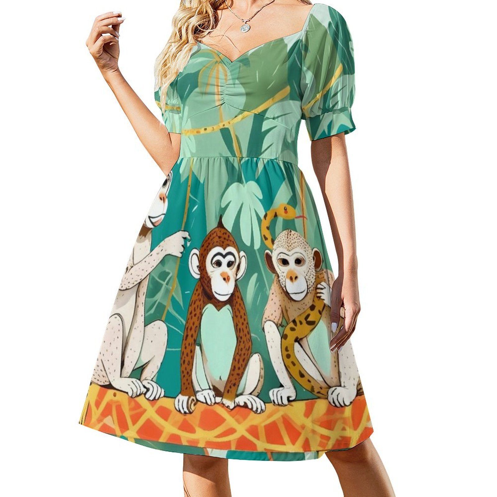 Play Date Monkeys Jungle Playi - Smocked Dress Women ulasan dan harga