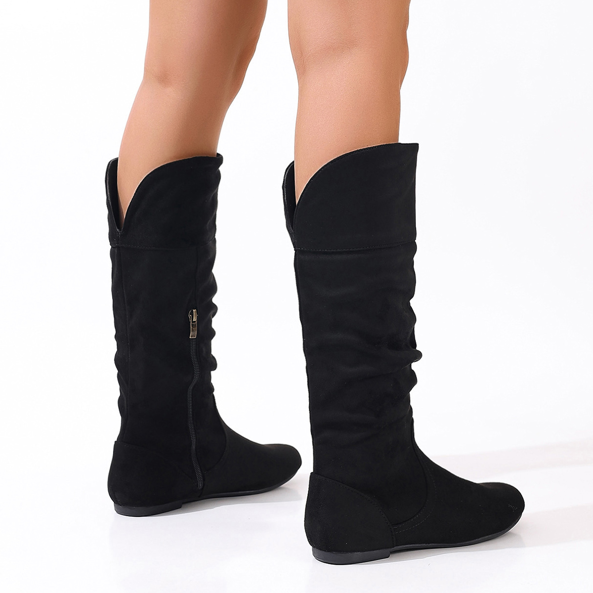 European and American solid co - Women'S Fashion Knee High Boots ulasan dan harga