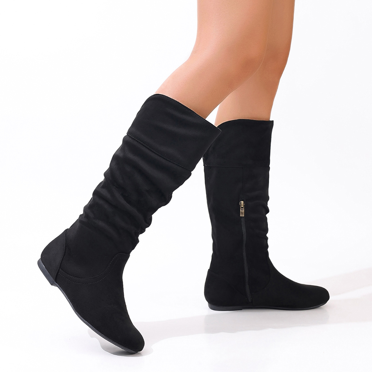 European and American solid co - Women'S Fashion Knee High Boots ulasan dan harga