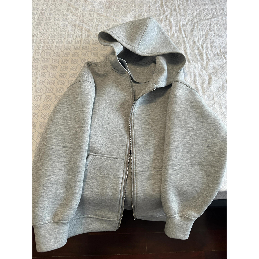 Women's Grey Hooded Coat Solid - Women'S Fashion Zip Hoodie ulasan dan harga