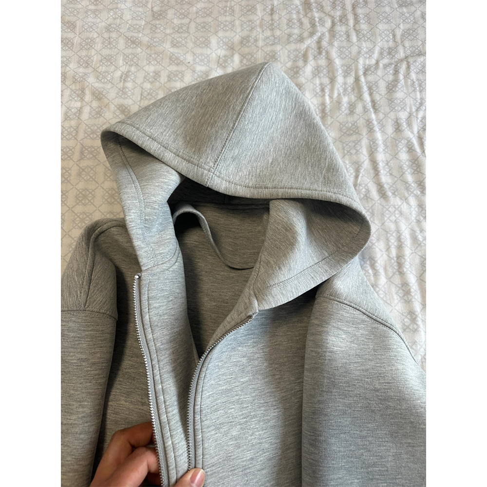 Women's Grey Hooded Coat Solid - Women'S Fashion Zip Hoodie ulasan dan harga