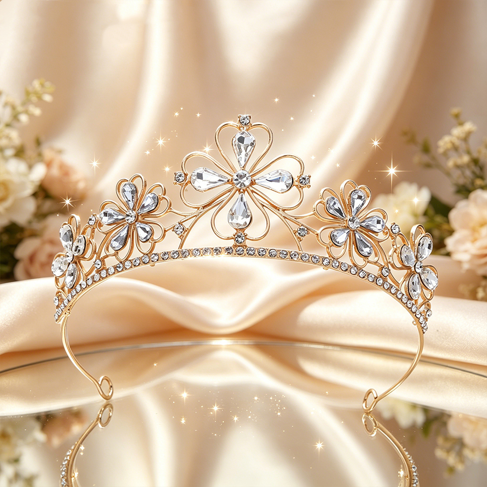 Baroque Four-Leaf Flower Cryst - Women Queen Fashion ulasan dan harga