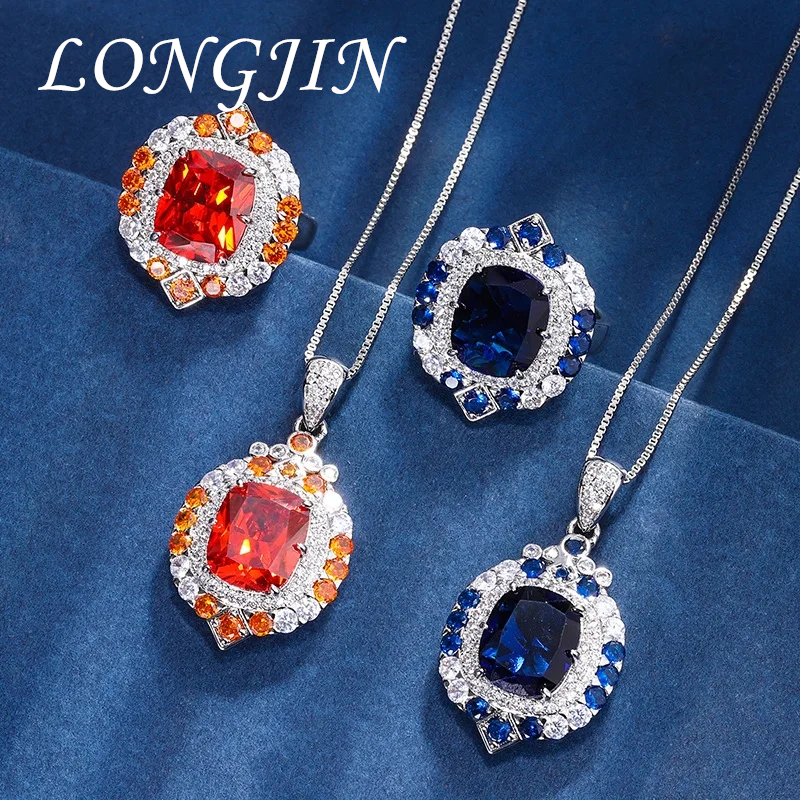 Square Retro Sapphire Pendant  - Women Fashion Nz ulasan dan harga