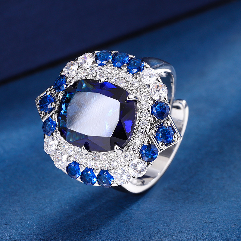 Square Retro Sapphire Pendant  - Women Fashion Nz ulasan dan harga