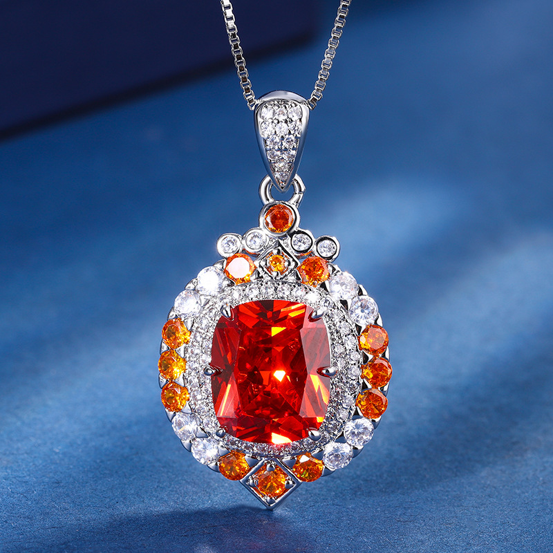 Square Retro Sapphire Pendant  - Women Fashion Nz ulasan dan harga