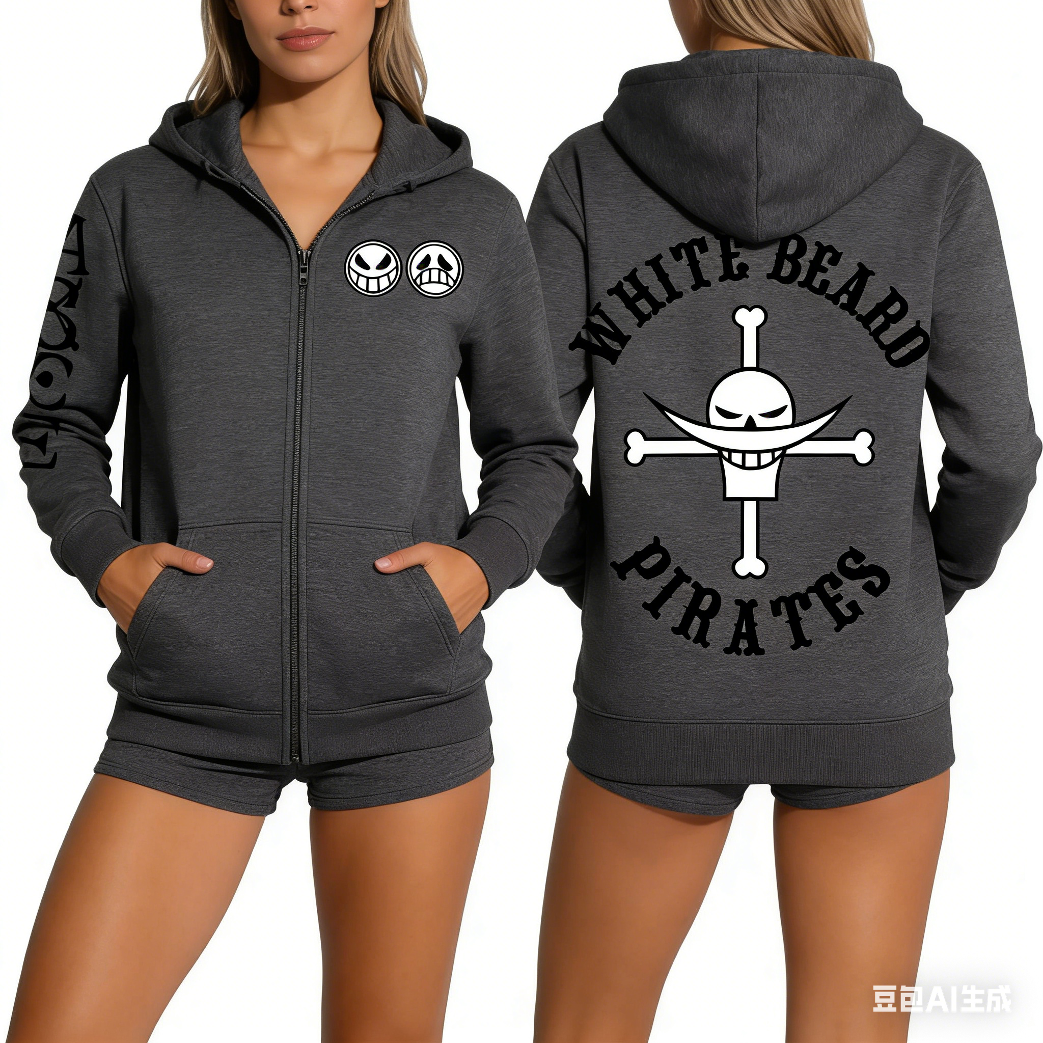 Unisex One Piece Skull Graphic - Women'S Fashion Zip Hoodie ulasan dan harga